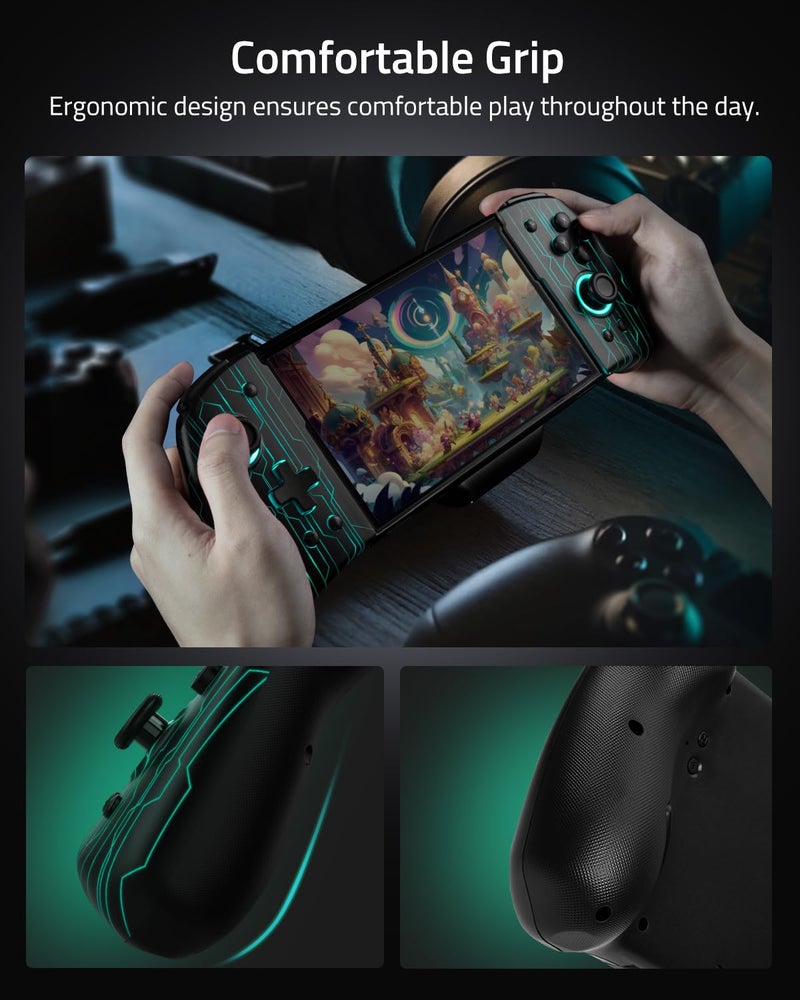 FUNLAB Switch Joypad Controller Customizable for Nintendo Switch Joycon, Ergonomic Switch handheld Controller, Luminpad Switch Controles One-Piece Controllers Replacement- 7 LED Colors/Turbo/Mapping - Image 4